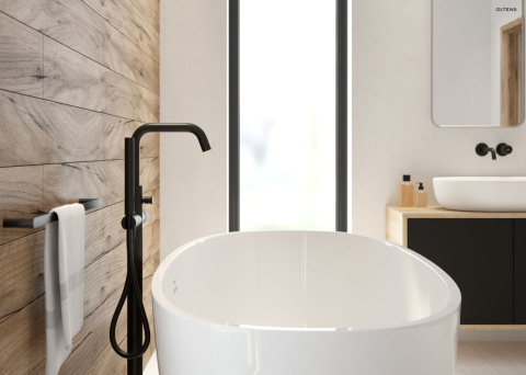 Bateria Wannowa Hamnes Wolnostojąca Czarny Mat