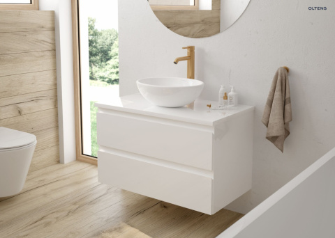 Molle bateria umywalkowa stojąca wysoka złoto szczotkowane