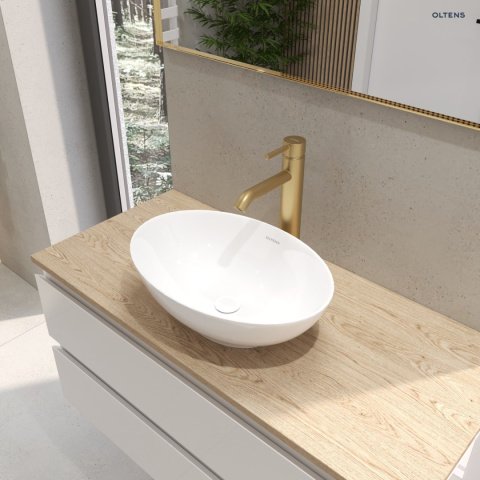 Molle bateria umywalkowa stojąca wysoka złoto szczotkowane