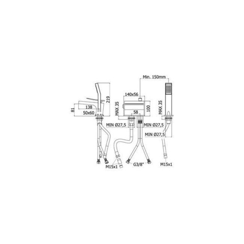 Bateria wannowa Paffoni / Fonte ELYS ELY 040