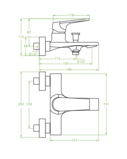 LAVEO EKOline Bateria wannowa ścienna bez zestawu natryskowego chrom BLY_010D