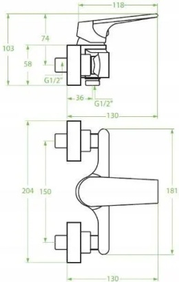 LAVEO - Bateria Natryskowa Ścienna Plato Chrom BLY_040D bez zestawu natryskowego