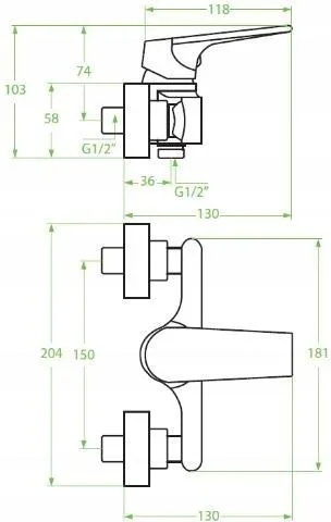 LAVEO - Bateria Natryskowa Ścienna Plato Chrom BLY_040D bez zestawu natryskowego