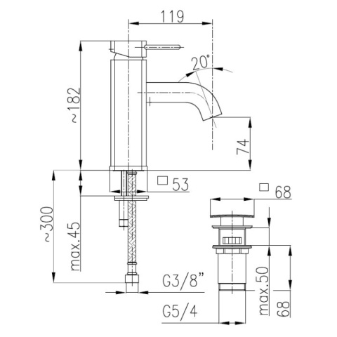 ARMATURA Bateria umywalkowa Brylant 4302-811-00 stojąca z zaworami kątowymi
