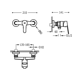 K-TRES bateria natryskowa chrom