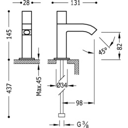 Tres Cuadro Bateria umywalkowa 107503 chrom