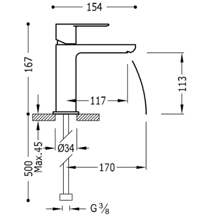 Tres LOFT TRES bateria umywalkowa 20010301